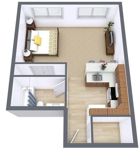 Flickertail I-VI Apartments | Efficiency | Plan 01A